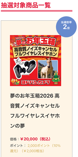 ヨドバシ 2026 夢のお年玉箱 ワイヤレスイヤホン