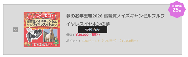 ヨドバシ 2026 夢のお年玉箱 ワイヤレスイヤホン 受付済